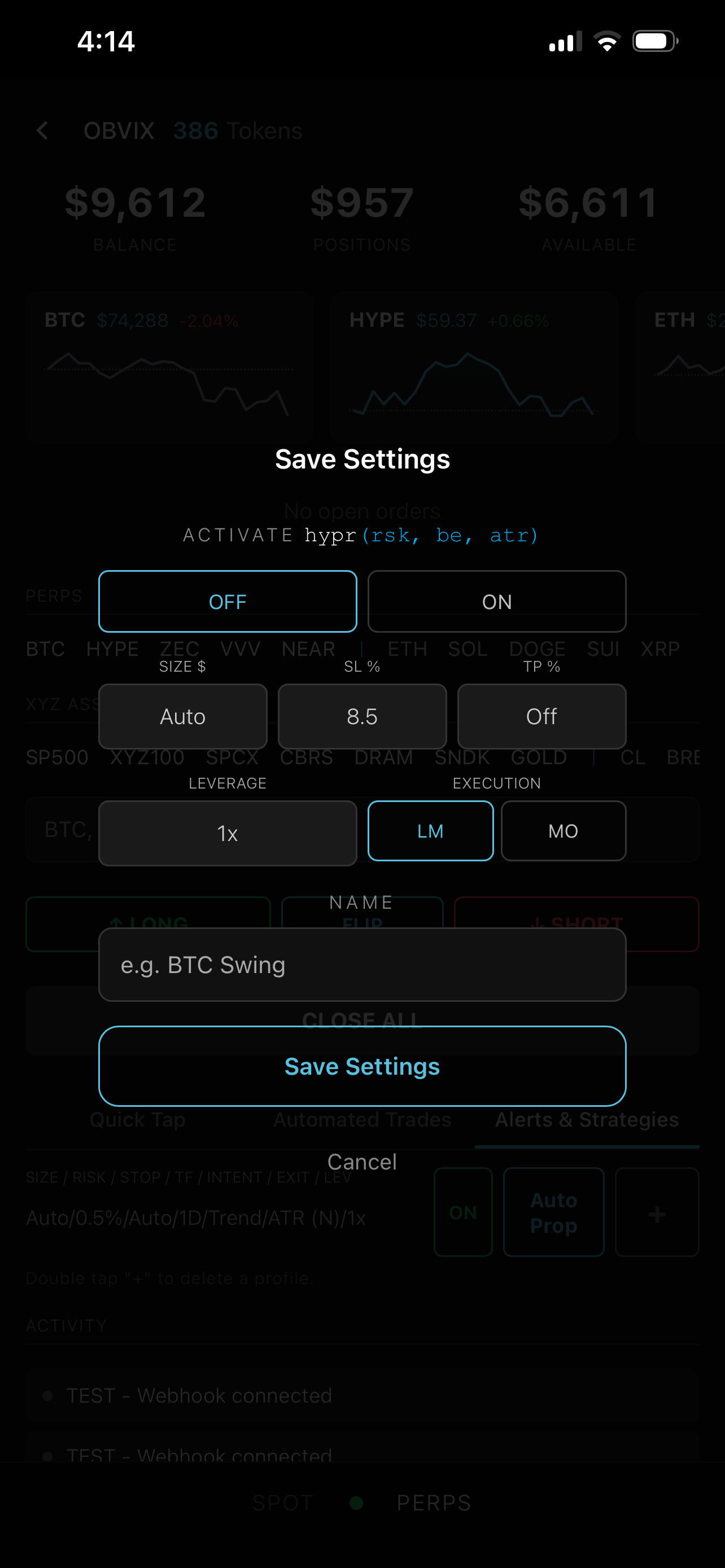Save Settings - Custom