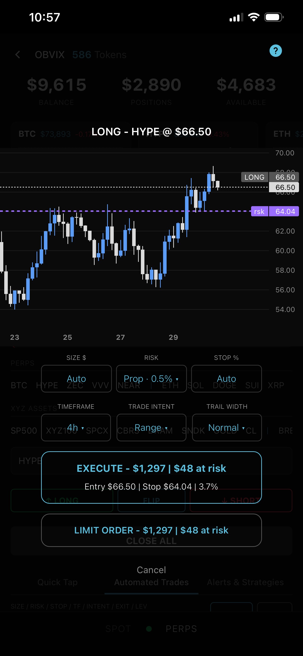 Trade customization modal